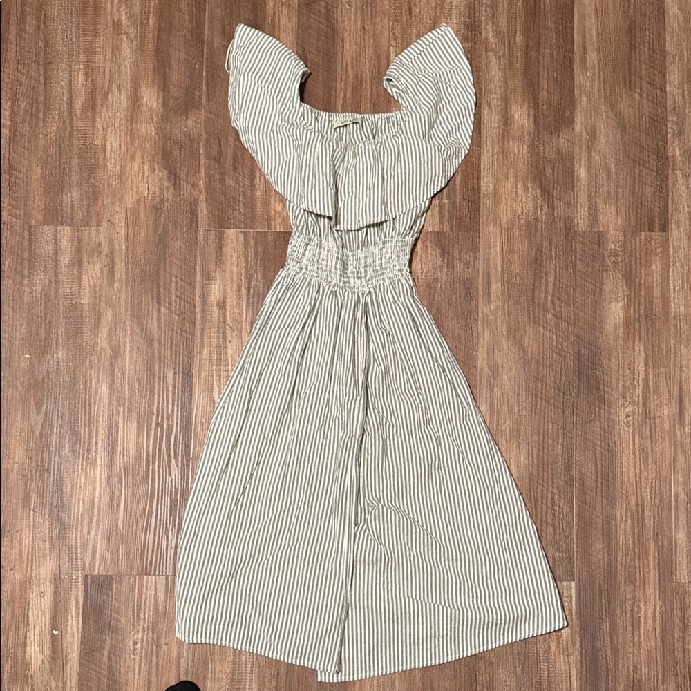 Zara Off The Shoulder Striped Cotton Dress